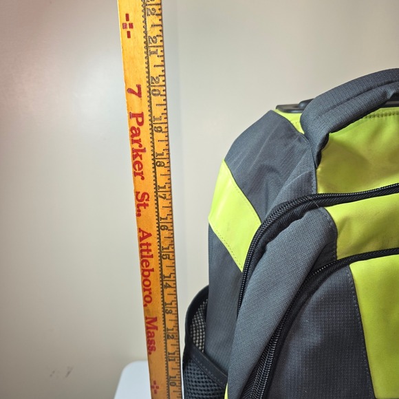 Y2K Nike Rolling Backpack Black Neon Yellow Swoosh Wheeled School Travel Bag - Picture 11 of 12